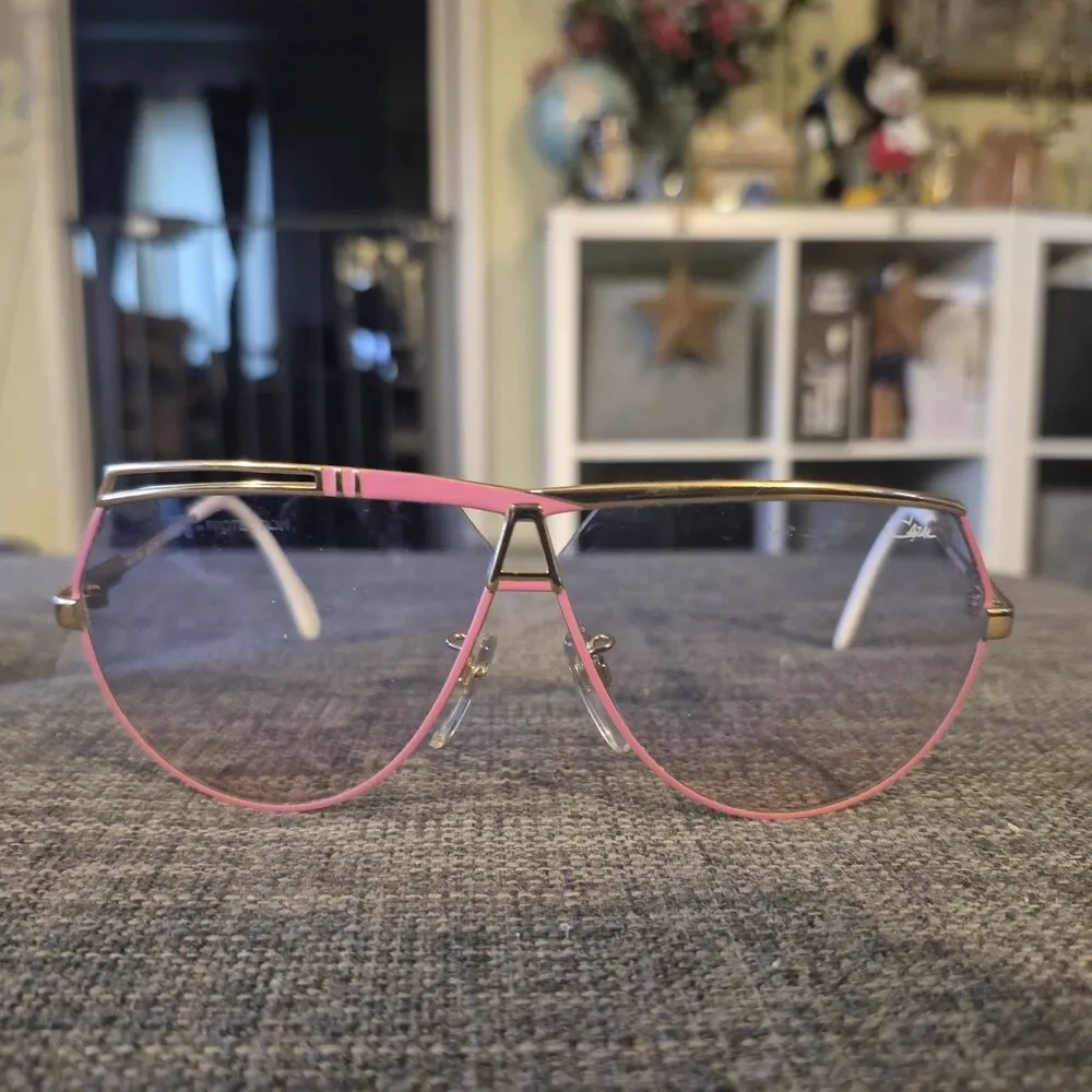 Cazal Vintage Aviator Sunglasses - Model 954 -Col.359-Gold+Pink W/ Case See pics